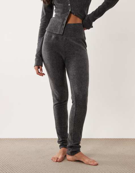 ASOS DESIGN loungewear mix og match lette fleeceleggings i koksgrå - view 1