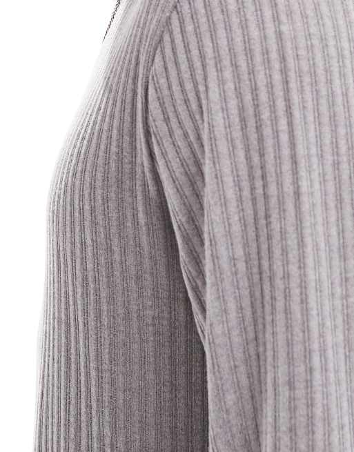 ASOS DESIGN loungewear set with long sleeve boxy t-shirt in dark grey