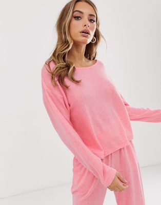 ASOS DESIGN - Loungewear - Superzachte sweater met blote schouders-Roze