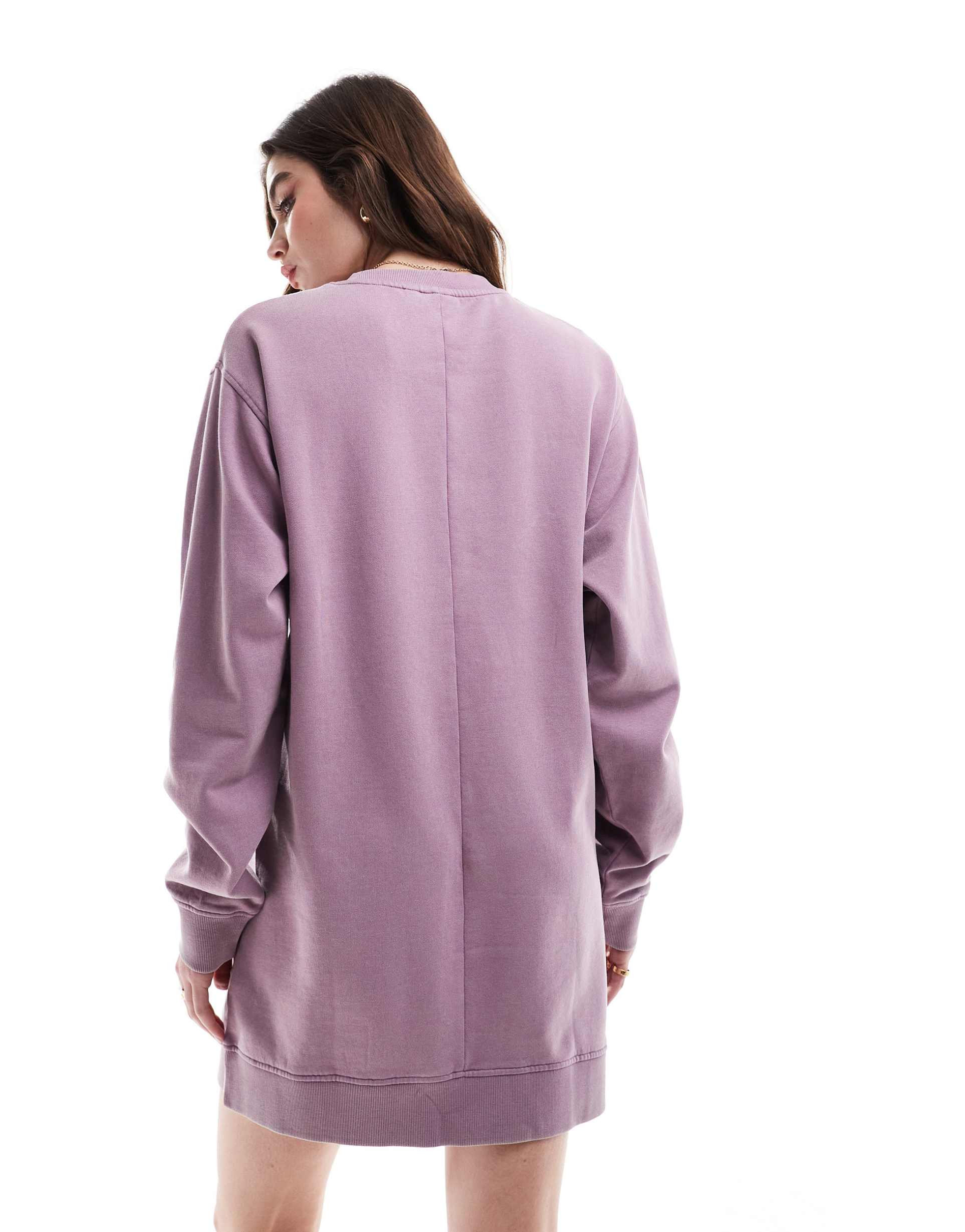 asos design louvre paris mini sweatshirt dress in washed lilac