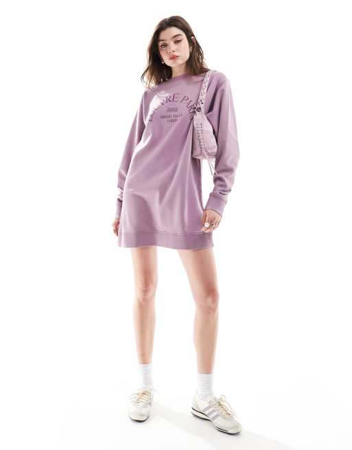 ASOS DESIGN Louvre Paris mini sweatshirt dress in washed lilac ASOS