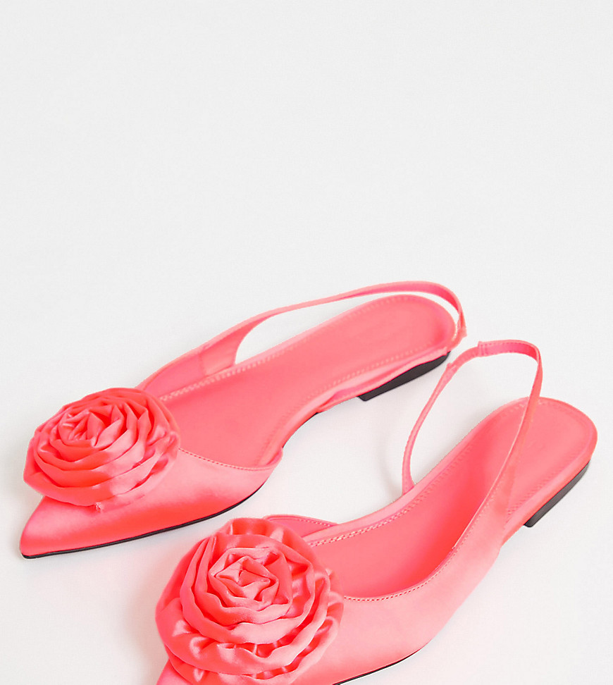 Asos Design Lovable 3d Rose Slingback Ballet Flats In Pink