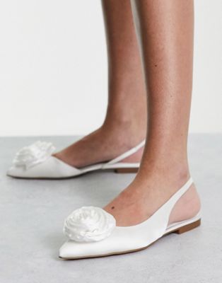  Lovable corsage slingback ballet flats in ivory