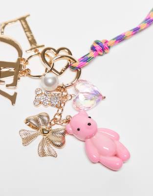 love and bear bag charm in multi