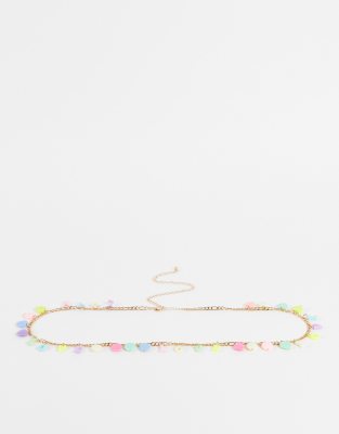 Asos Design Curve Love Chain Waist And Hip Belt In Multi-gold