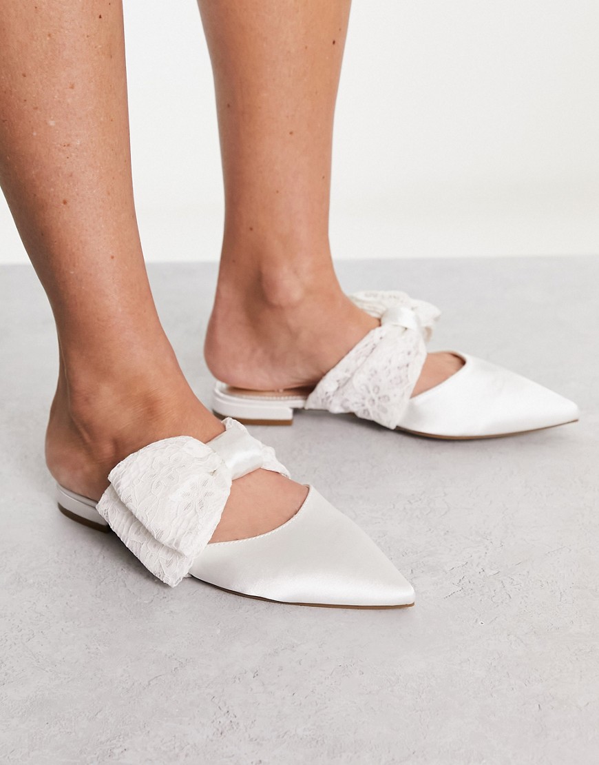 ASOS DESIGN Love-Match bow ballet flats in ivory-White