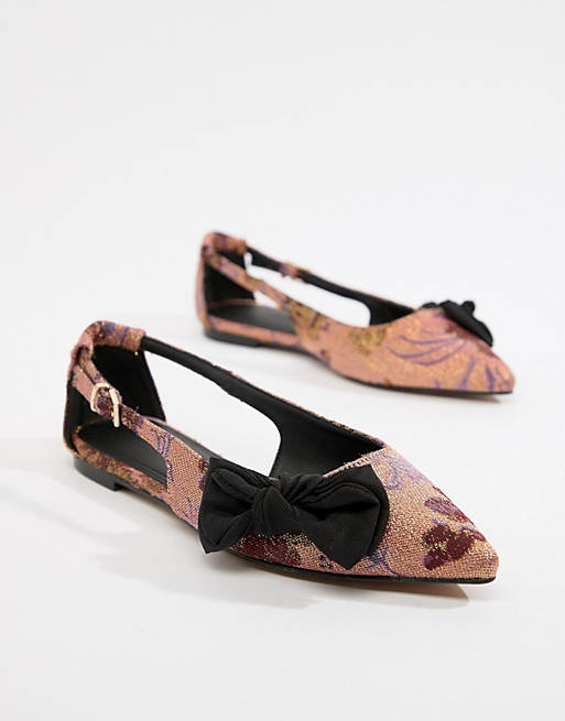 ASOS DESIGN Lovelier pointed bow ballets flats