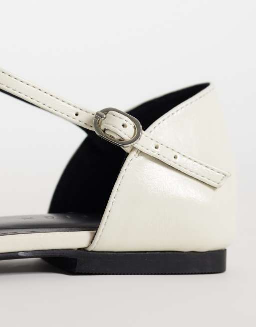 ASOS DESIGN Lover pointed T bar ballets in white, 3 of 4
