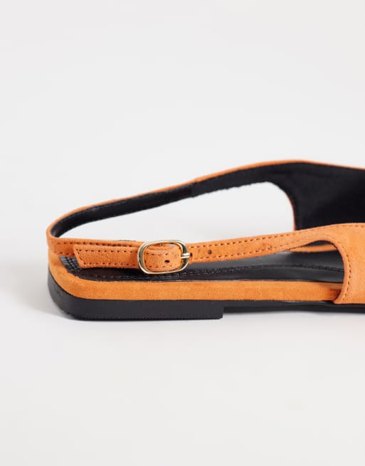 ASOS DESIGN Lovestruck echte suède puntige slingback ballerina's in oranje, 4 van 4