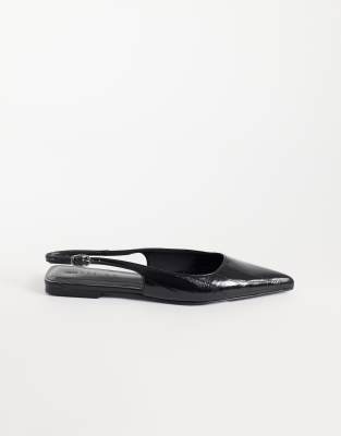 Asos Design Lovestruck Pointed Toe Slingback Ballet Flats In Black