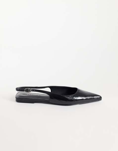 ASOS DESIGN Lovestruck pointed toe slingback ballet flats in black - view 1