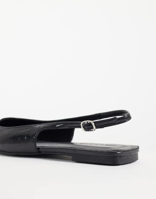 ASOS DESIGN Lovestruck pointed toe slingback ballet flats in black, 3 of 4
