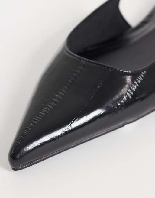 ASOS DESIGN Lovestruck pointed toe slingback ballet flats in black, 4 of 4