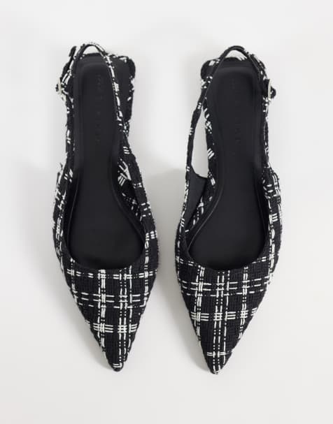 ASOS DESIGN Lovestruck pointed toe slingback ballet flats in bouclé - view 1