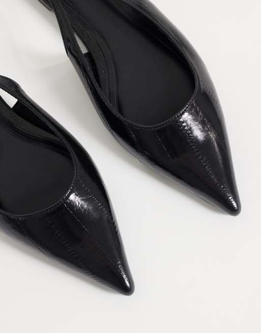 ASOS DESIGN Lovestruck spidse slingback-ballerinaer i sort, 2 af 4