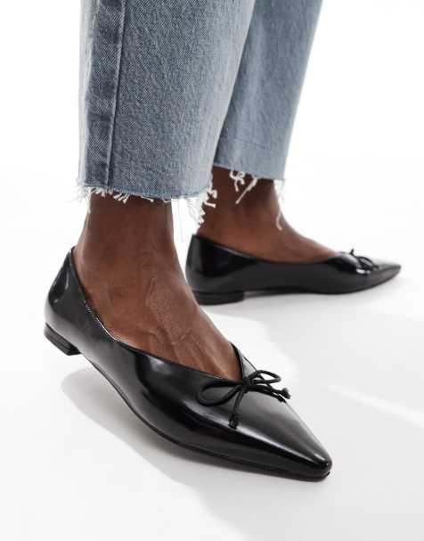 ASOS DESIGN Lovie bow ballet flats in black - view 1
