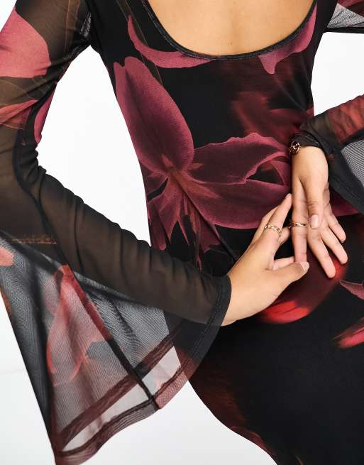 knee length dresses for ladies Twila Mesh Maxi Dress