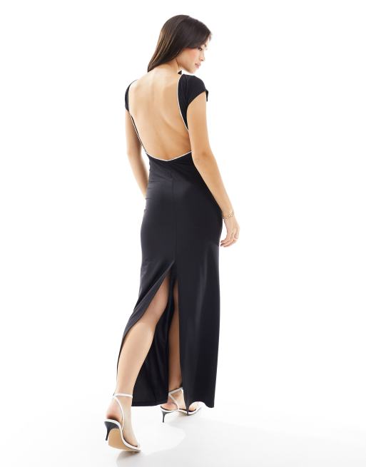 ASOS DESIGN low back maxi dress in black