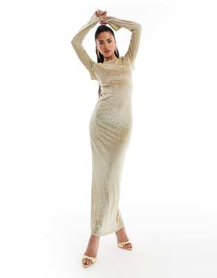 ASOS DESIGN low back sheer burnout mesh maxi dress with angel sleeves in red