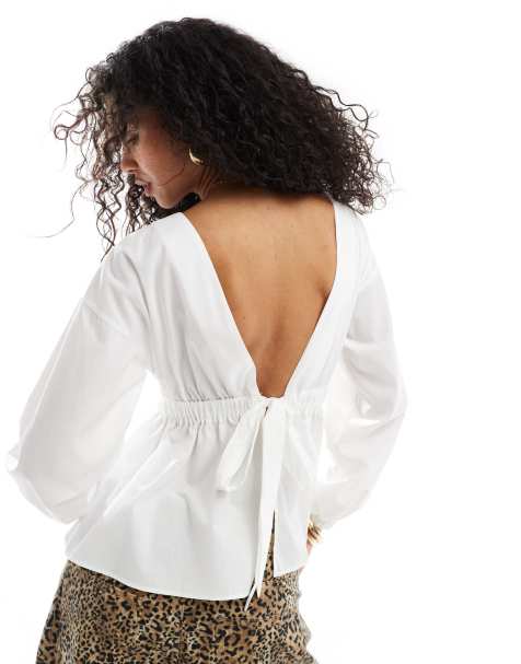 ASOS DESIGN low back top in ivory - view 1