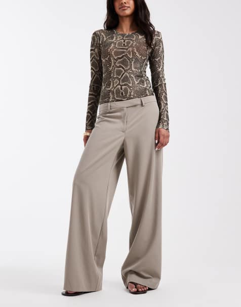 ASOS DESIGN low rise 90's tailored trouser in stone - view 1