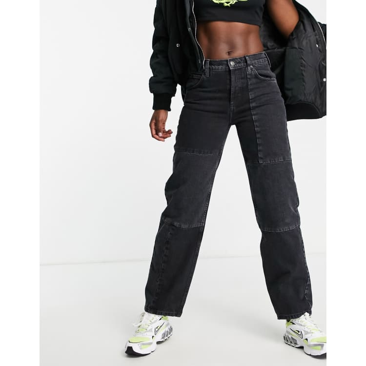 Patchwork Black Baggy Jeans Cargo Pants