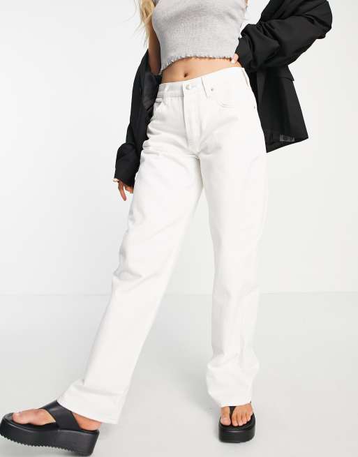 ASOS DESIGN low rise baggy boyfriend jean in ecru with turn up hem | ASOS