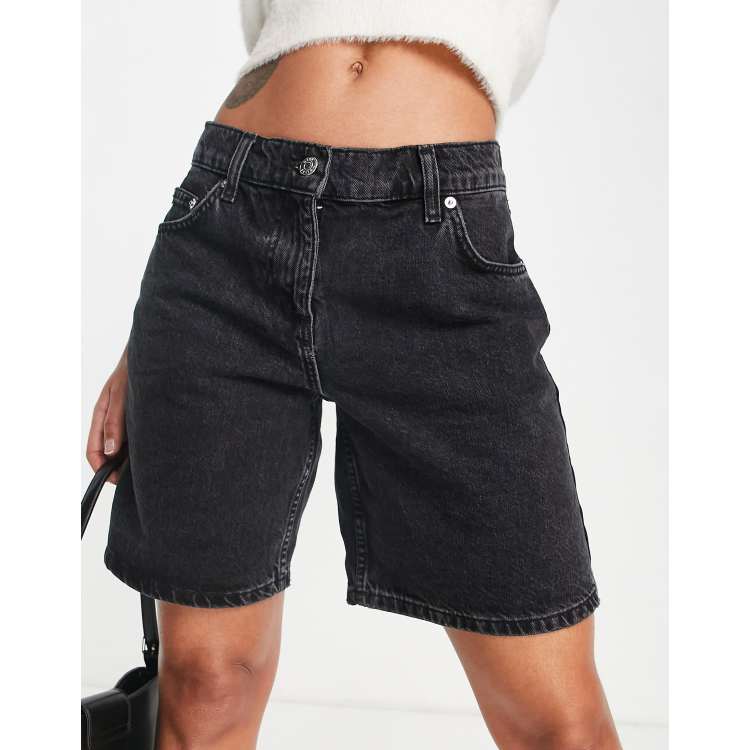 ASOS DESIGN low rise baggy boyfriend shorts in washed black