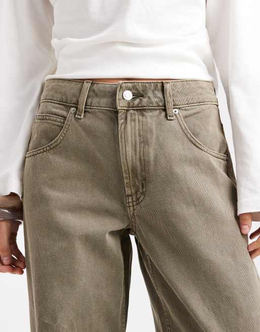 ASOS DESIGN low rise baggy jeans in khaki 