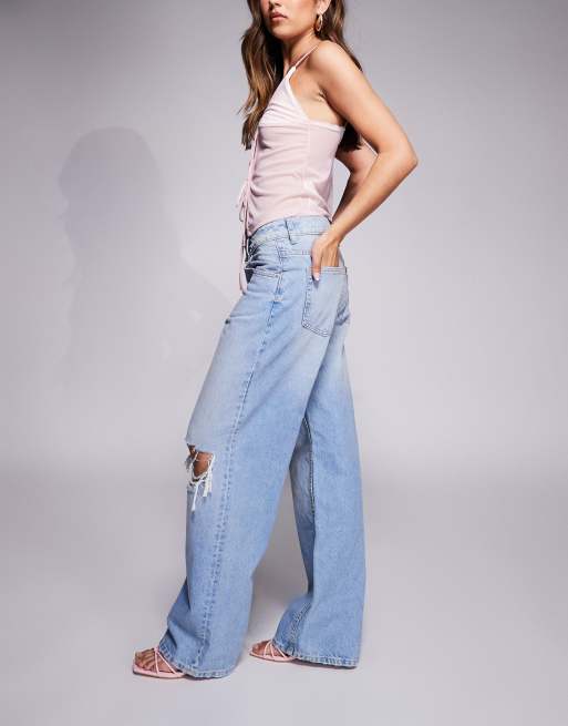 ASOS DESIGN low rise baggy jeans in pale wash 