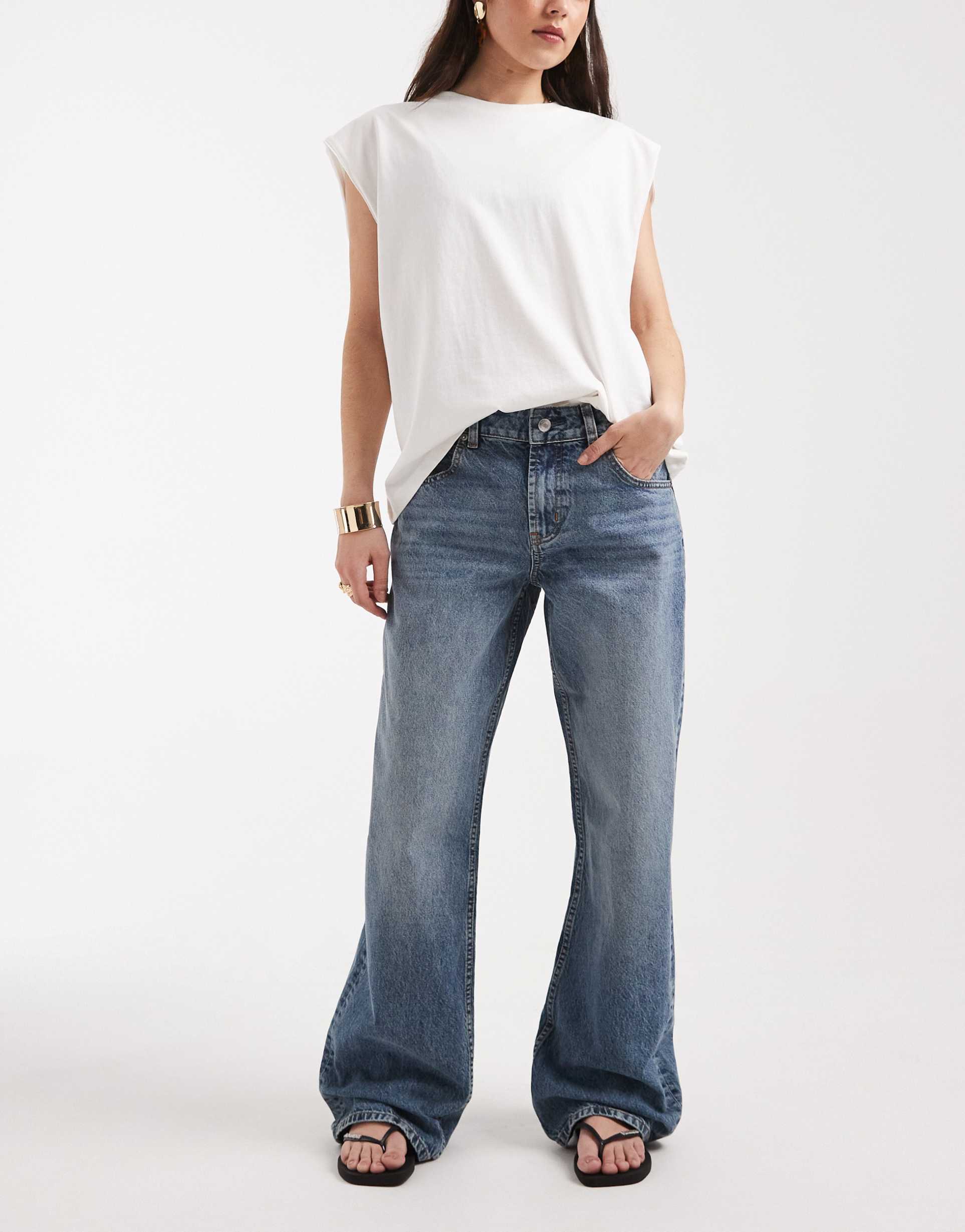 asos design low rise baggy jeans in vintage wash