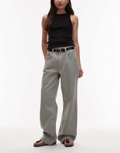 ASOS DESIGN low rise baggy jeans in washed sage