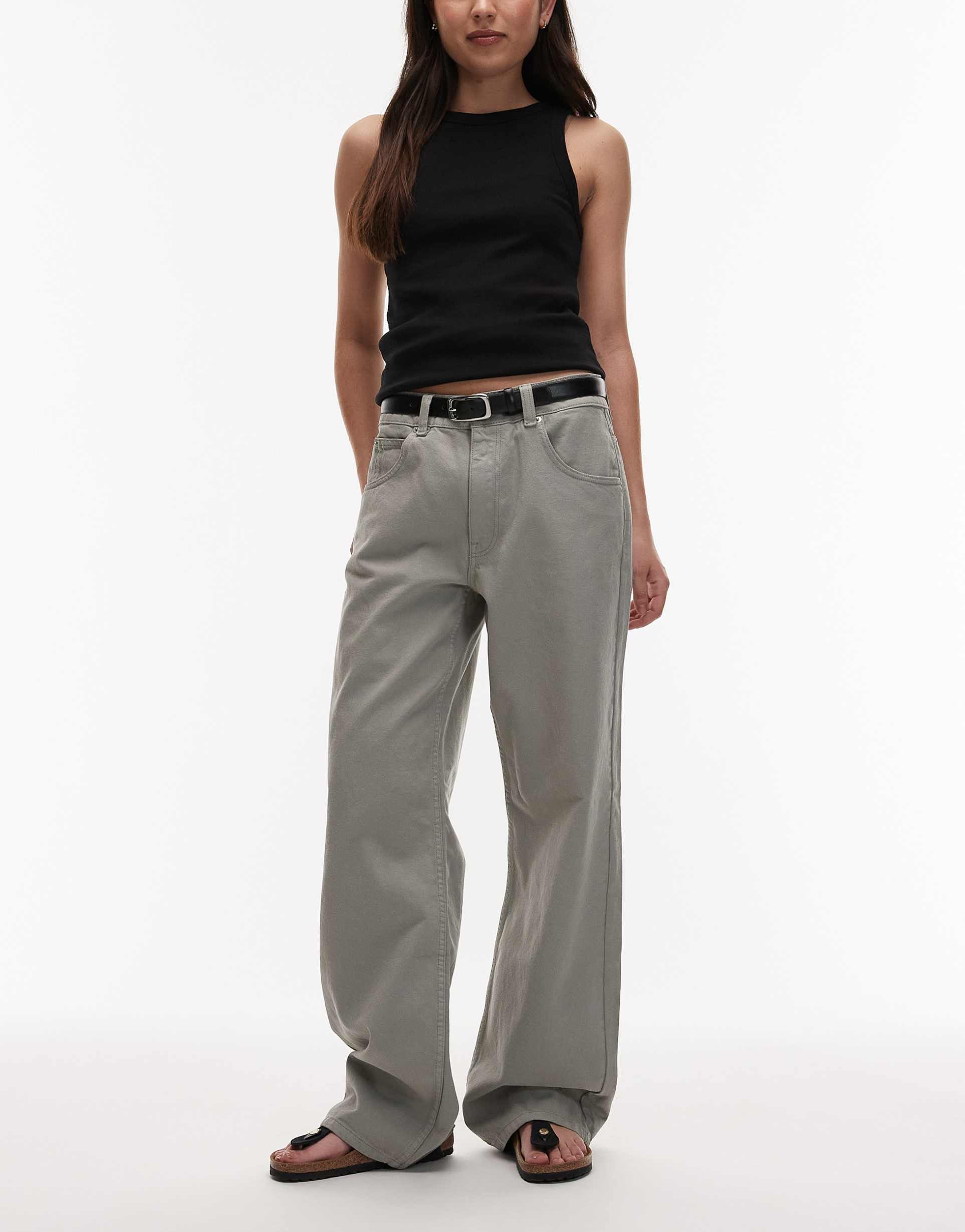 asos design low rise baggy jeans in washed sage