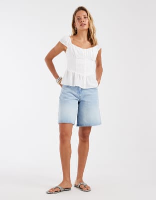 Asos Design Low Rise Bermuda Shorts In Blue