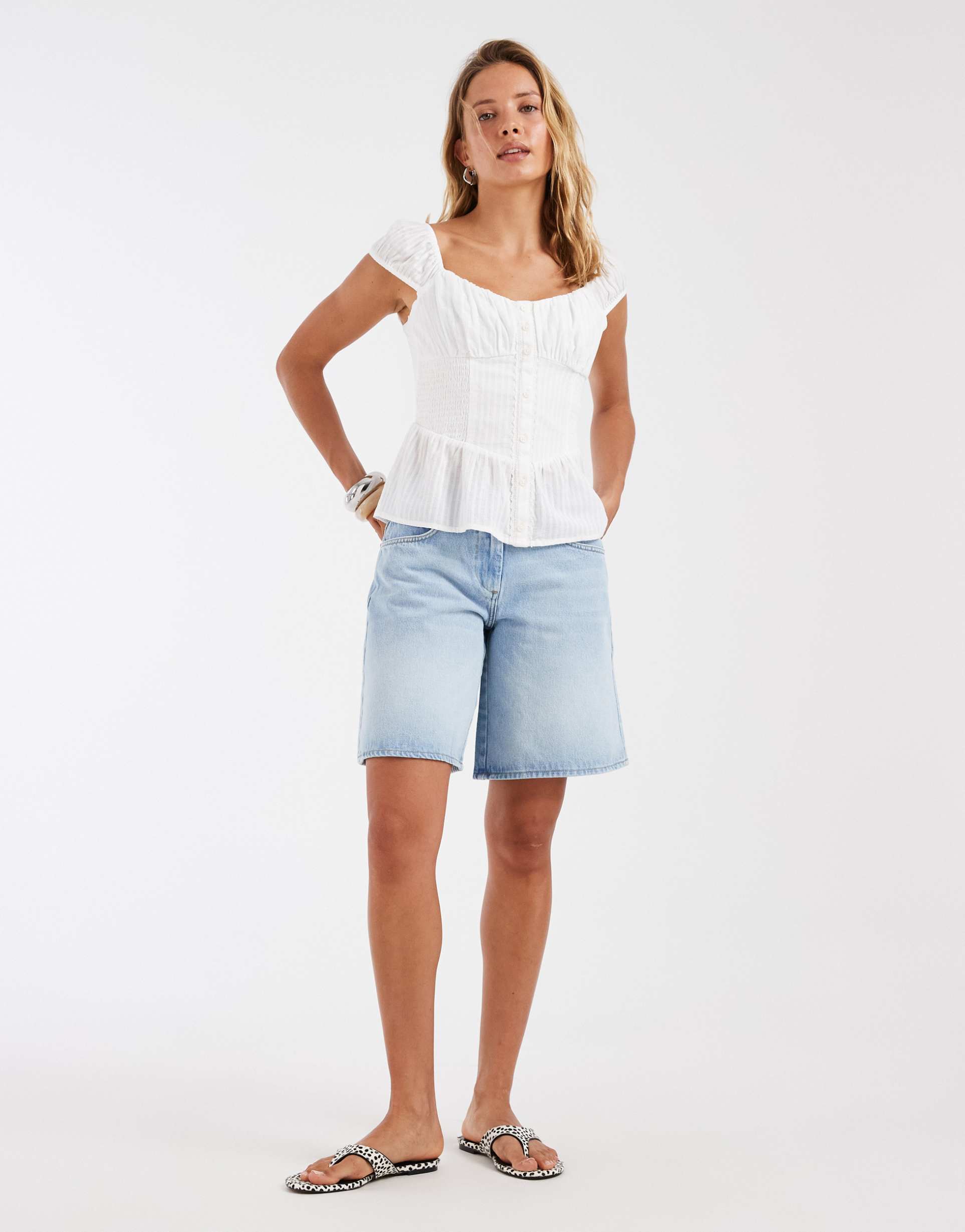 asos design low rise bermuda shorts in bleach