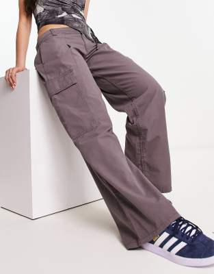 Asos Design Low Rise Cargo Pants In Gray