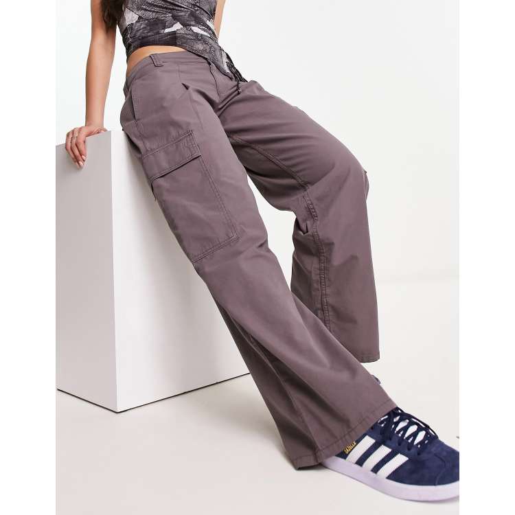 Buy WIDE LEG LOW-RISE GREY CARGO JEANS for Women Online in India