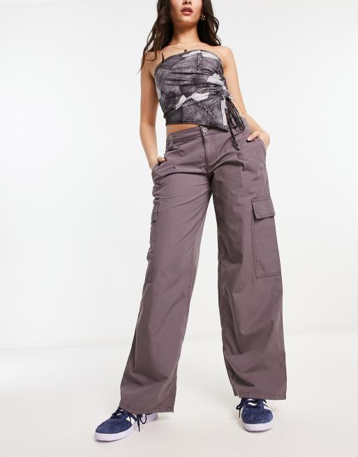 ASOS DESIGN low rise cargo pants in gray