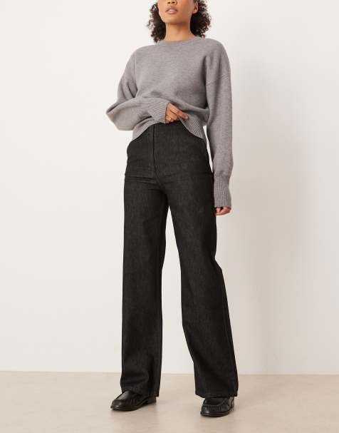 ASOS DESIGN low rise clean waistband jeans in black