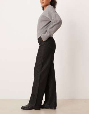 Asos Design Low Rise Clean Waistband Jeans In Black