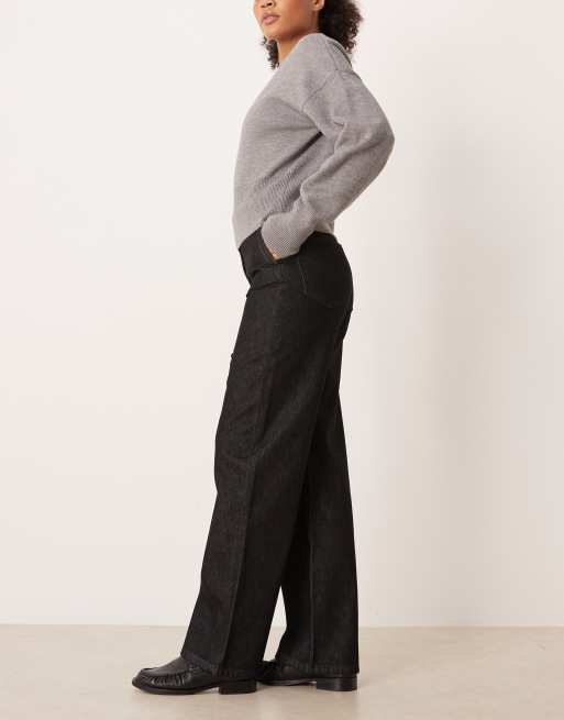 ASOS DESIGN low rise clean waistband jeans in black, 2 of 5