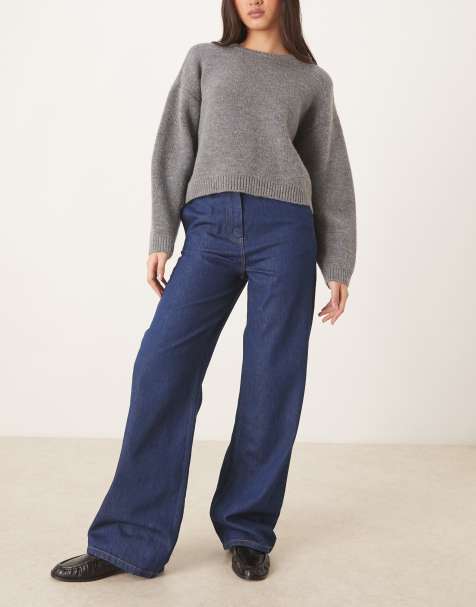 ASOS DESIGN low rise clean waistband jeans in indigo