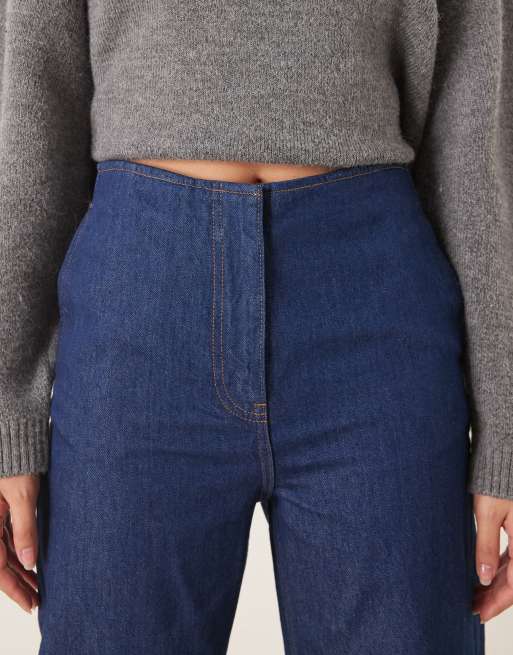 ASOS DESIGN low rise clean waistband jeans in indigo, 5 of 5