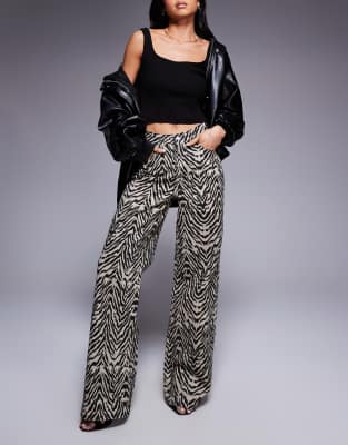 ASOS DESIGN ASOS DESIGN low rise dad jean in zebra print-Multi