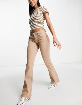 ASOS DESIGN low rise flare jean in brown - ASOS Price Checker