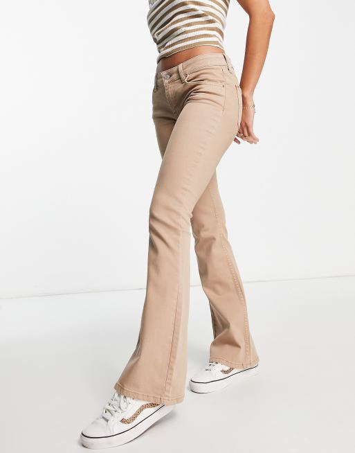 Loose Ladies Low Rise Jeans Cargo Pants Vintage Streetwear Ladies Wide Leg  Flare Jeans Bottoms (Color : Brown, Size : Medium)