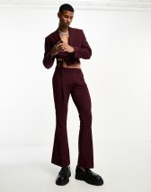 ASOS DESIGN skinny flare suit in brown