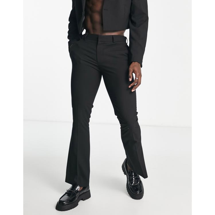 ASOS DESIGN low rise flare suit trousers in black