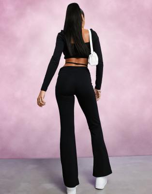 black low rise pants