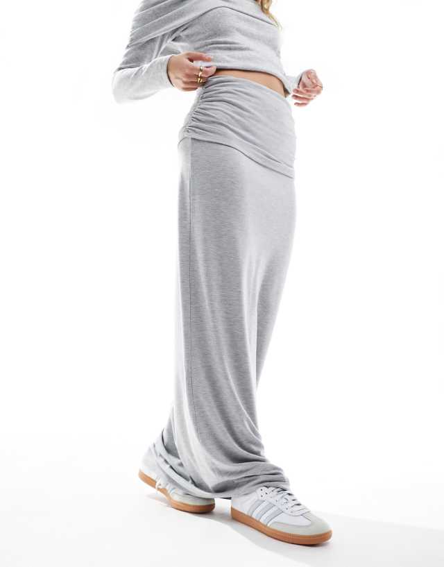 ASOS DESIGN - low rise fold over maxi skirt in grey marl